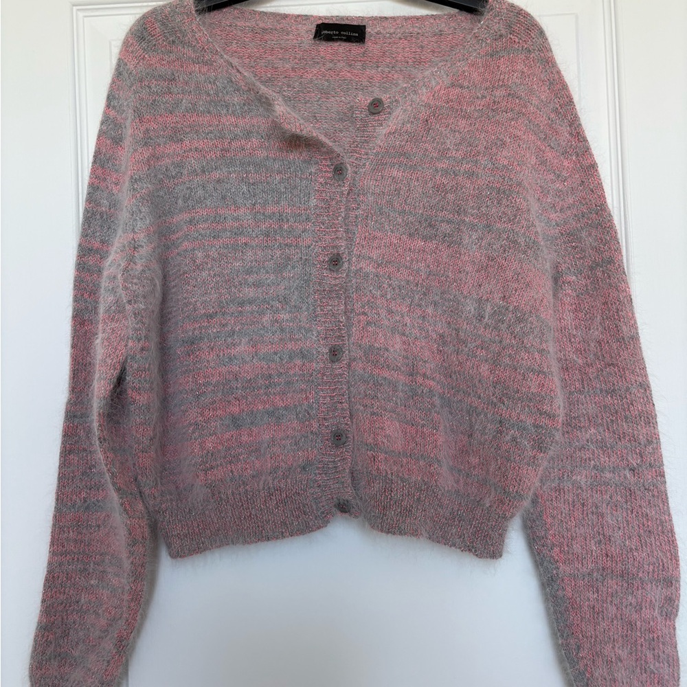 Roberto Collina Vibrant Orange/ coral pink and Subtle Gray angora Knitwear - Picture 4 of 7